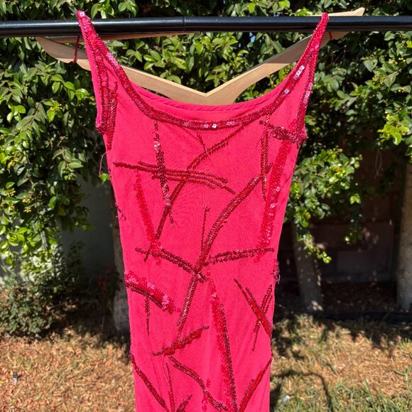 Mozhgan Haute Couture Beaded Pink Chiffon Gown Dubai Rare Luxe - Picture 10 of 13